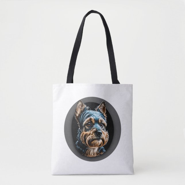 Tote Bag terrier noir yorkshire (Devant)