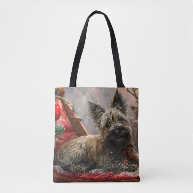 Tote Bag Térrier Skye de Noël Fêtard (Devant)