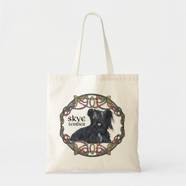 Tote Bag Terrier Skye en entrelacs celtiques - Tartan Bucha (Devant)