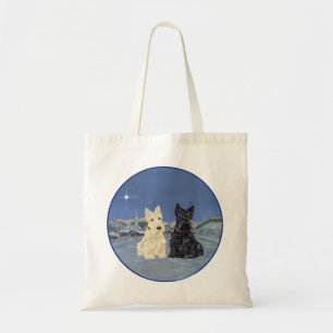 Tote Bag Terriers écossais noirs et roux hiver