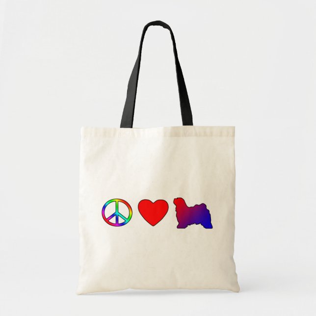 Tote Bag Terriers tibétains d'amour de paix (Devant)