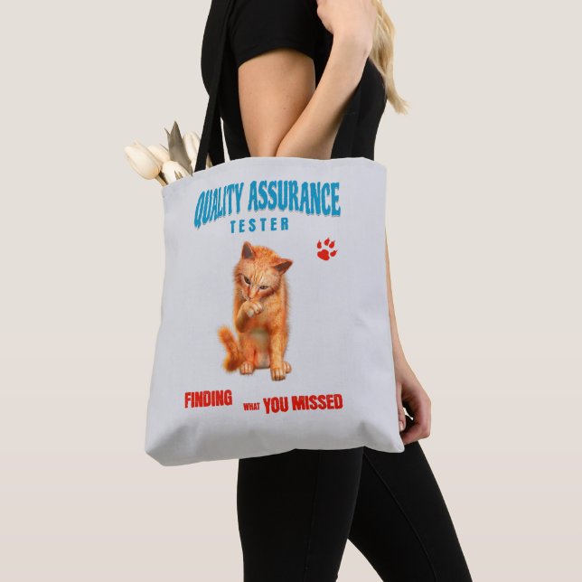 Tote Bag Testeur QA Humour de chat (De près)