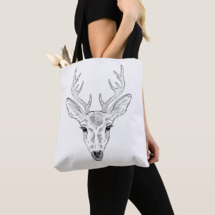 Tote Bag Tête de cerf - Illustration simple en ligne