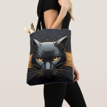 Tête de chat noir avec design à gouttes d'or 🐈