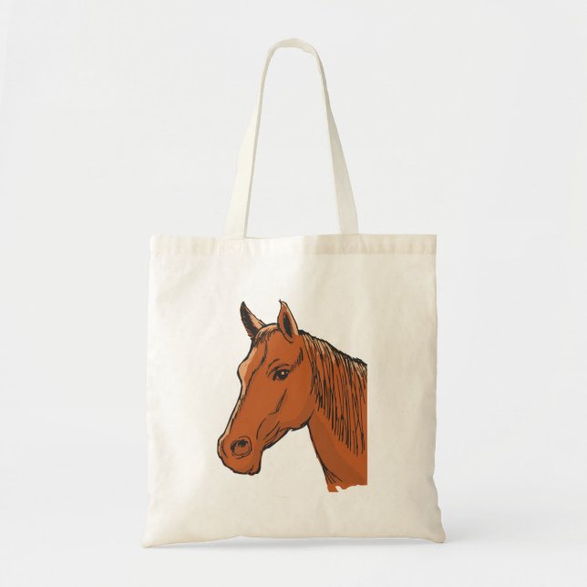 Tote Bag Tête de cheval marron ferme animal (Devant)