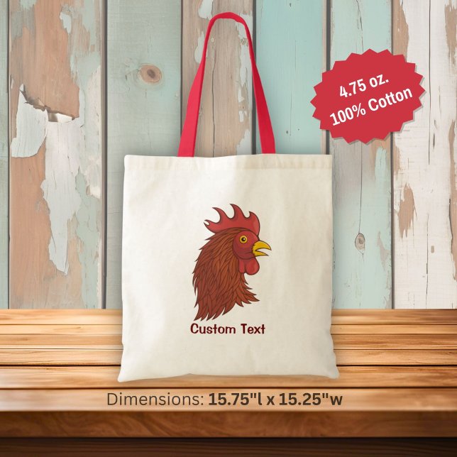 Tote Bag Tête de Coq Rouge (Créateur téléchargé)