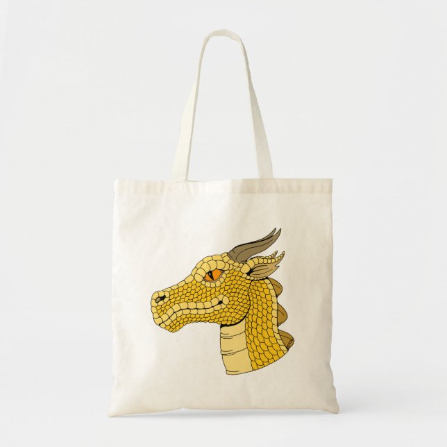 Tote Bag Tête de dragon d'or en profil (Devant)