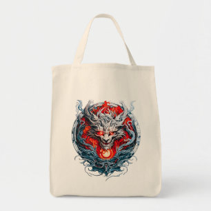 Tote Bag Tête de dragon mythique de la flamme rouge