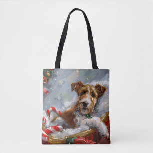 Tote Bag Tête de Fox Terrier de Noël Festif