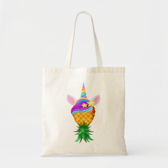 Tote Bag Tête de licorne magique de l'ananas à l'envers (Devant)