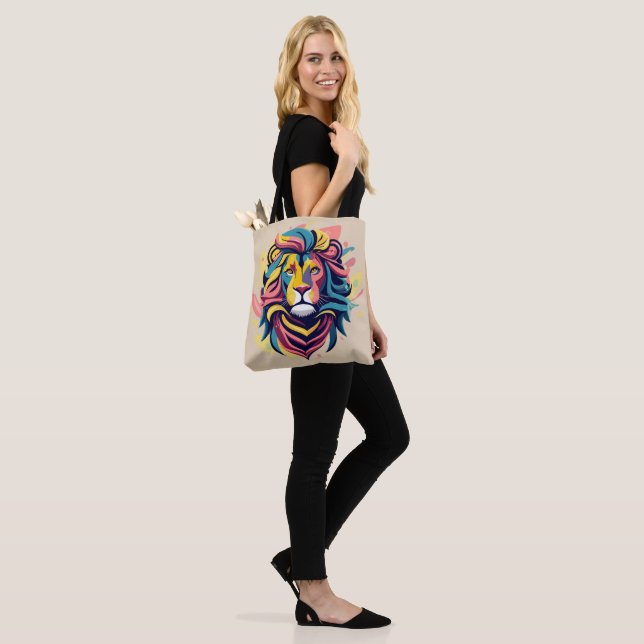 Tote Bag Tête de lion Abstraite (Sur le modèle)