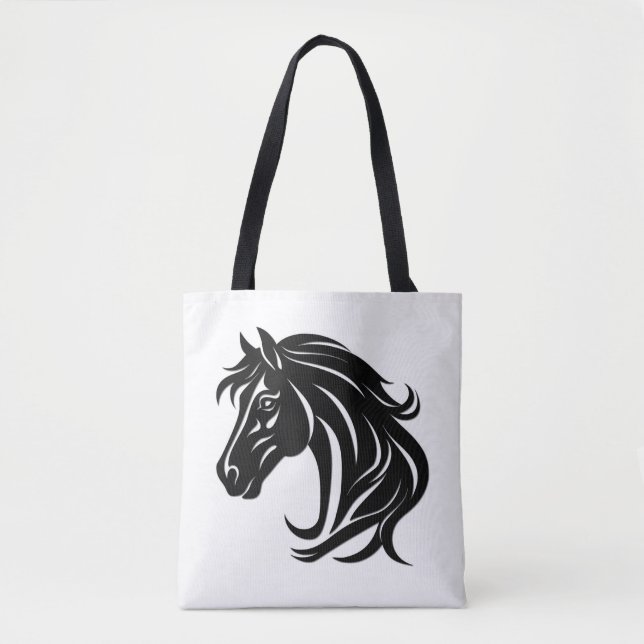 Tote Bag Tête de magnifique cheval noir   (Devant)
