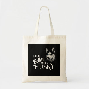 Tote Bag Tête de portrait Husky Sibérien Avec Yeux Bleus