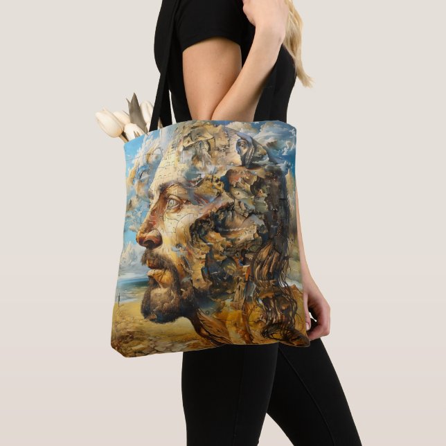 Tote Bag Tête de puzzle surréalisme (De près)
