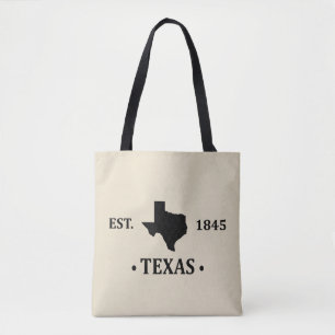 Tote Bag Texas carte noir l'état étoile seule
