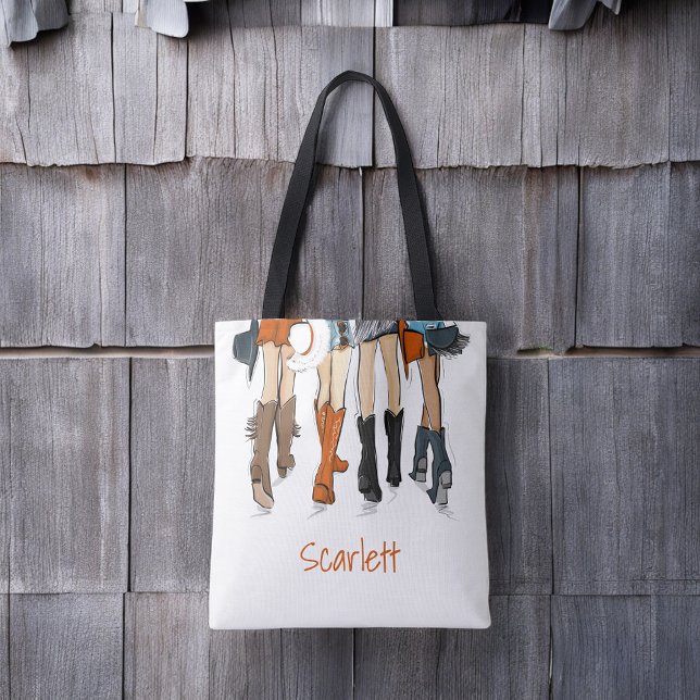 Tote Bag Texas Ladies Fashion Boots Cowboy Orange Custom (Créateur téléchargé)