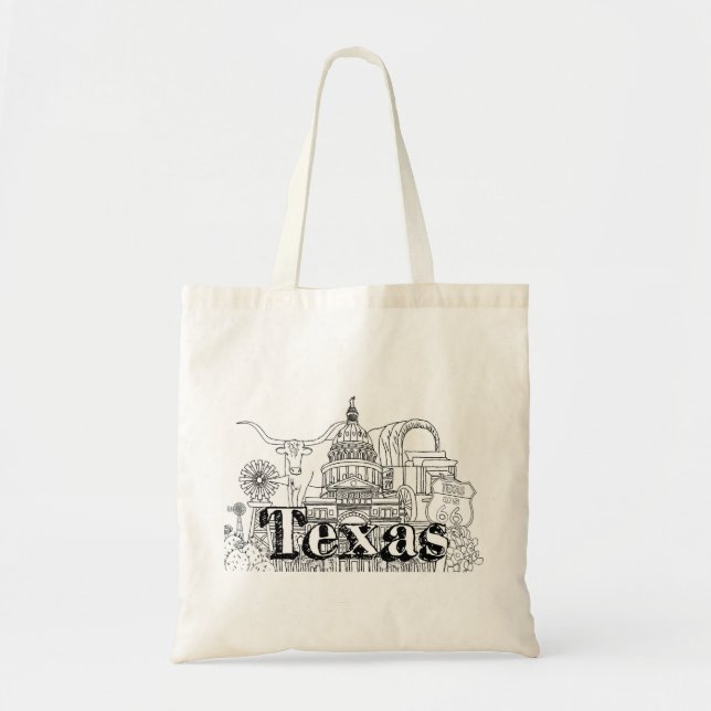 Tote Bag Texas Vacation Art Dessin Vacation Art Voyage (Devant)