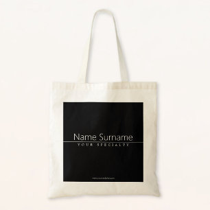 Tote Bag Texte blanc classique simple en noir