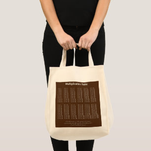 Tote Bag Texte blanc du tableau de multiplication sur foncé