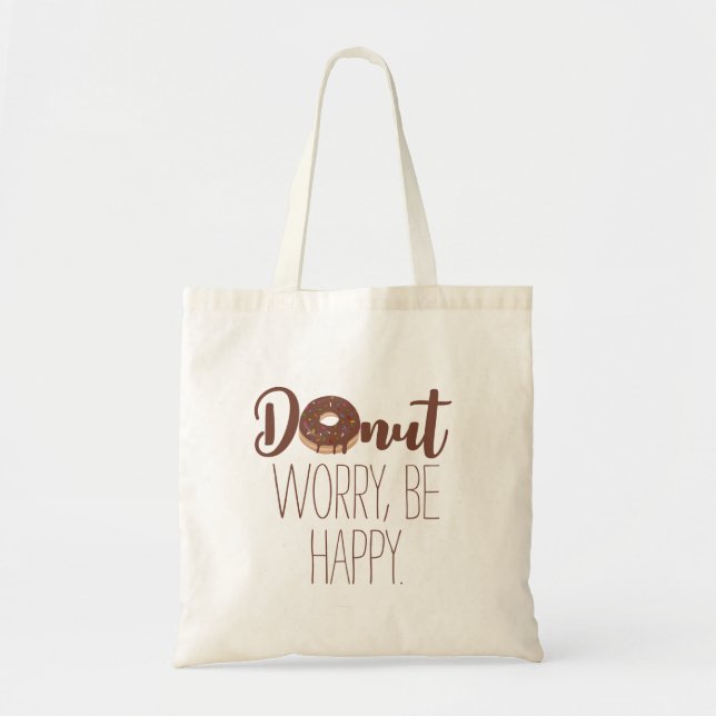 Tote Bag Texte Brown Chocolat Donut Attention Soyez Heureux (Devant)