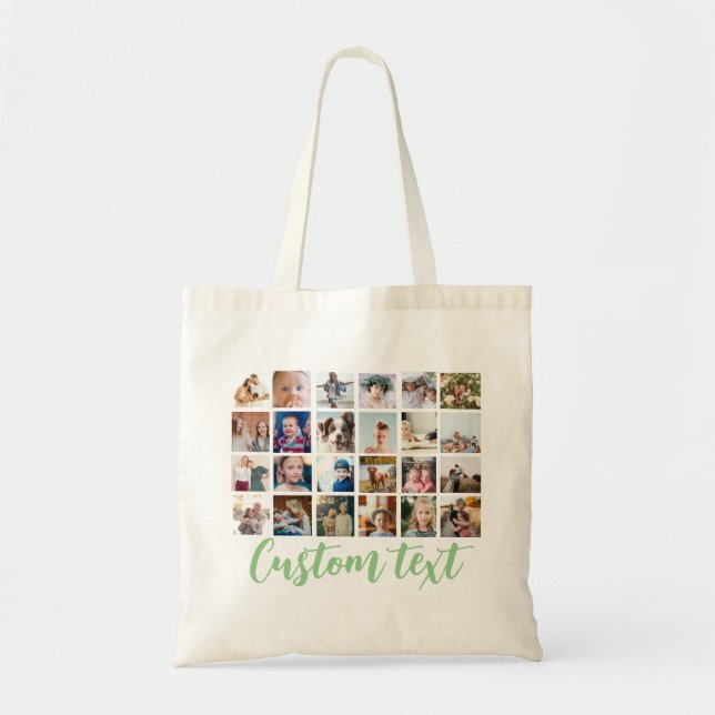 Tote Bag Texte de collage photo de famille simple et chic (Devant)