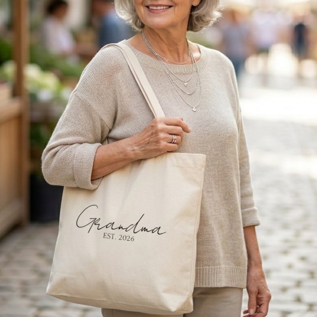 Tote Bag Texte de l'année d'établissement de grand-mère cla (Créateur téléchargé)