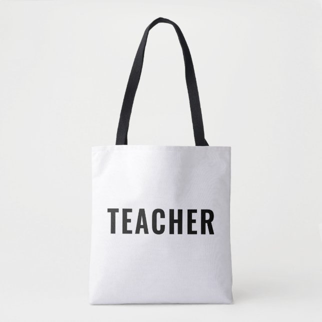 Tote Bag Texte de l'enseignant Personnalisable Blanc (Devant)