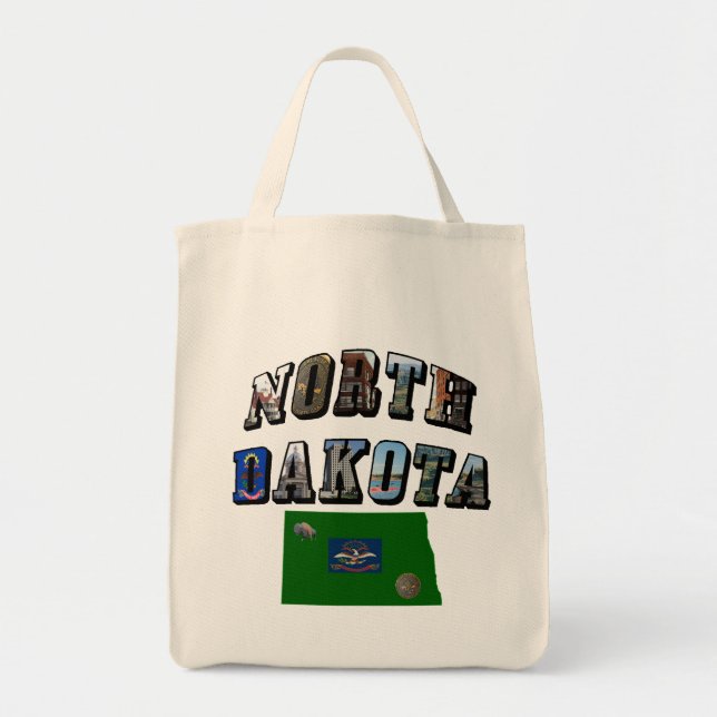 Tote Bag Texte de l'image du Dakota du Nord (Devant)