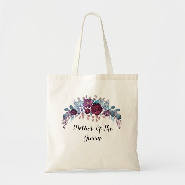 Tote Bag Texte de monogramme personnalisé fleur de aquarell (Devant)