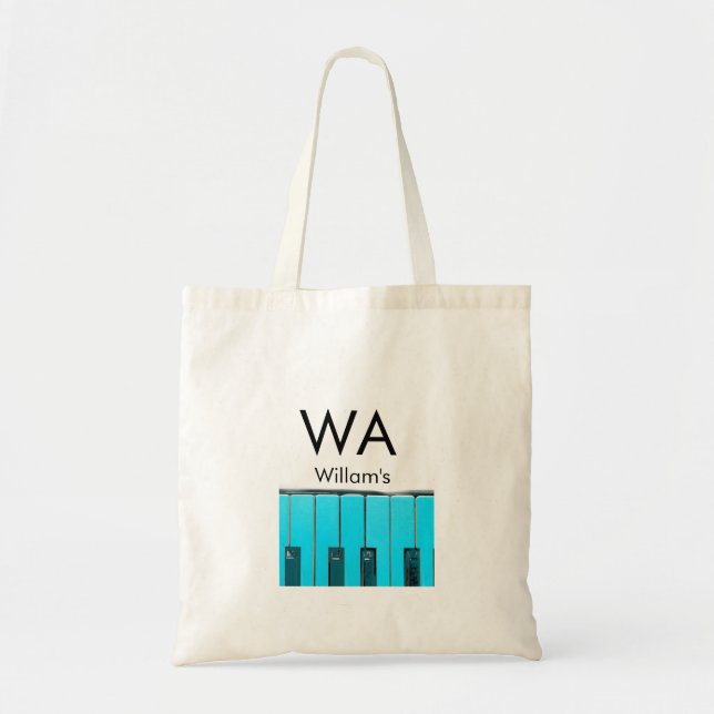 Tote Bag Texte de nom de lettre initiale de monogramme pian (Devant)