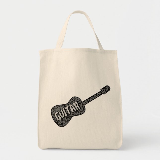 Tote Bag Texte des notes de musique de guitare (Devant)