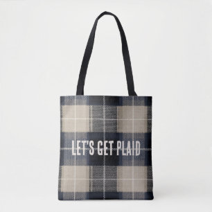 Tote Bag Texte Drôle Noël Traditionnel Carreaux Tartan