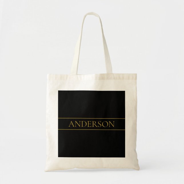 Tote Bag Texte et lignes Gold personnalisables (Devant)