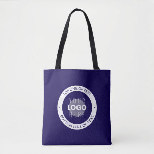 Tote Bag Texte et logo personnalisables Bleu foncé violet