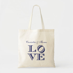 Tote Bag Texte graphique LOVE - Bleu