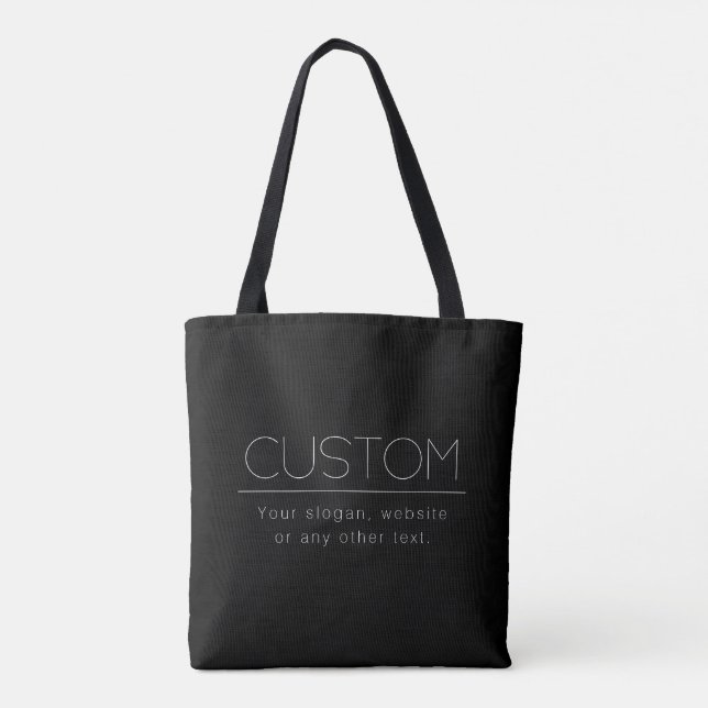 Tote Bag Texte modifiable minimaliste moderne | Noir & Blan (Dos)