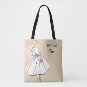 Tote Bag Texte neutre de la mariée de mode fourre-tout