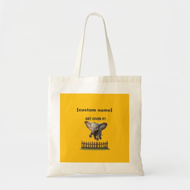 Tote Bag Texte ou nom personnalisé Flying Elephant