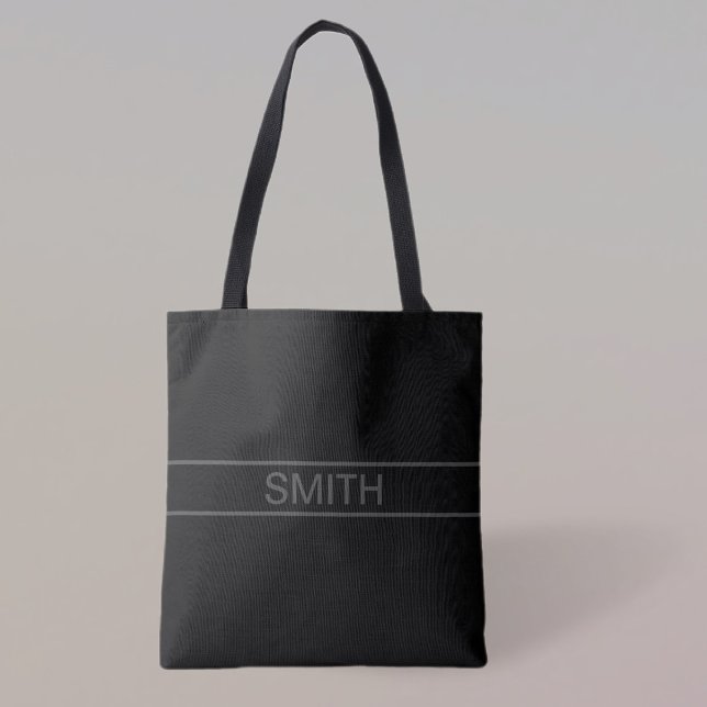Tote Bag Texte personnalisable | Gras moderne noir et gris  (Créateur téléchargé)