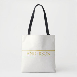 Tote Bag Texte personnalisable simple et élégant Or blanc