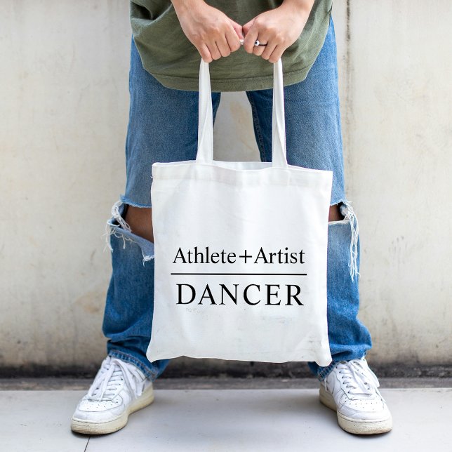 Tote Bag Texte personnalisé Athlète & Artiste Danseur Simpl (Custom Text Athlete & Artist Dancer Simple Black Tote Bag)