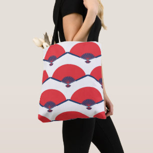Tote Bag Texte personnalisé du Motif de ventilateur japonai