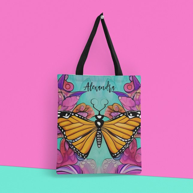 Tote Bag Texte personnalisé Monarque coloré (Colorful, whimsical and stylish, too!)