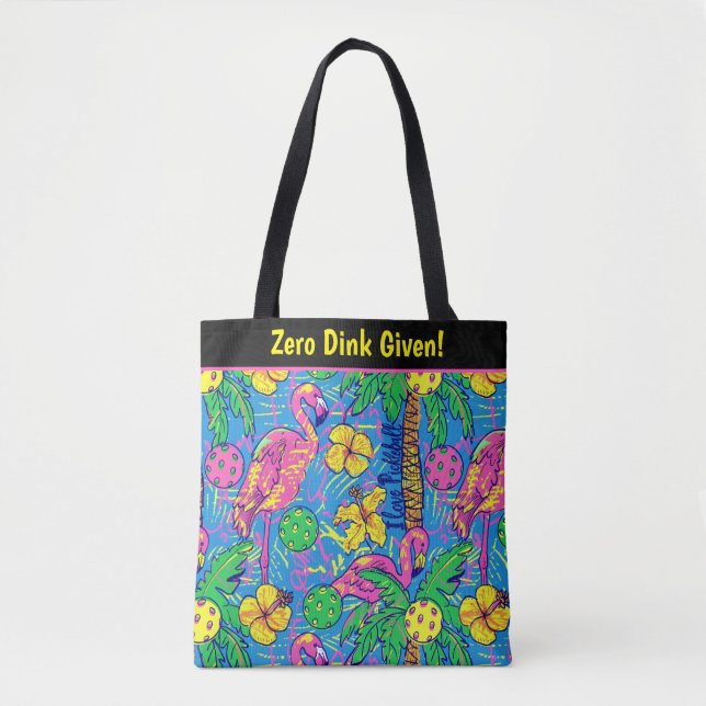 Tote Bag Texte personnalisé Preppy Tropical pickleballs (Devant)