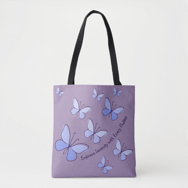 Tote Bag Texte personnalisé Purple Bleu Bouton Bleu Flutter (Devant)