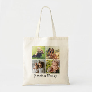 Tote Bag Texte Personnalisé, Quatre Collages De Photos,