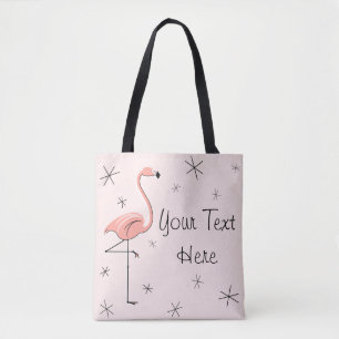 Tote Bag Texte rose Flamant rose partout sur fourre-tout