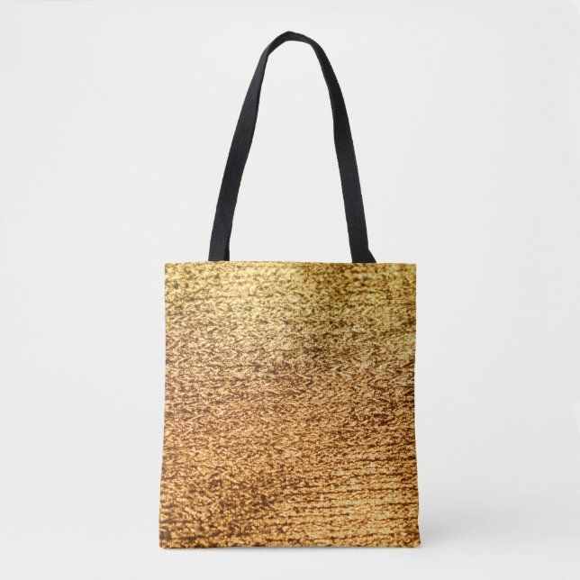 Tote Bag Textile doré : macro arrière - plan glamour. (Devant)