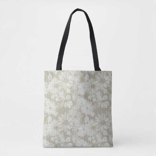 Tote Bag Texture crémeuse veloutée de marguerite florale (Devant)