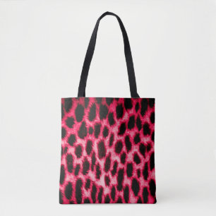Tote Bag Texture cuir léopard aux couleurs noir et rouge